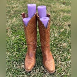 Frye Brown Leather Western Heeled Boots - Women's